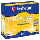 DVD +RW VERBATIM 4,7 GB jewel box  4x / 5 ks