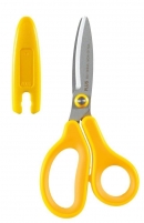 Nůžky dětské PLUS s krytem 14,5 cm žluté pro leváky