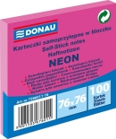 Blok samolepicí 76 x 76 mm 100 listů, neonově růžový